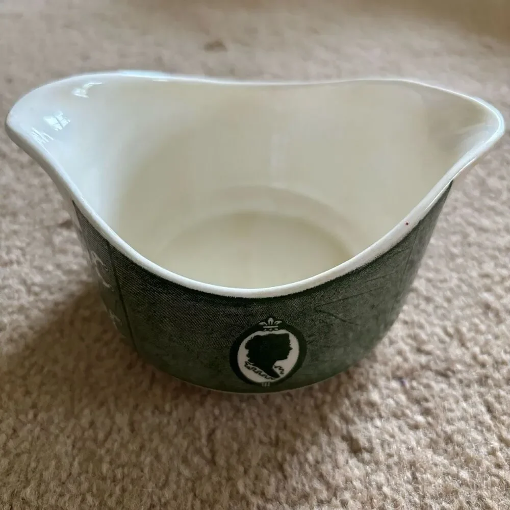 Royal China Colonial Homestead 1950’s Green & White Gravy Boat